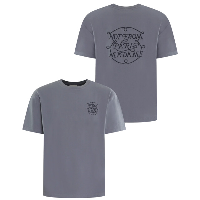 Drole De Monsieur Heren slogan tresses t-shirt H-TS259-CO134-SLTB-Blue large