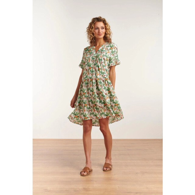 Smashed Lemon 23104 vrouwen vintage strandbloem jurk met korte mouwen | 23104-000-998 large