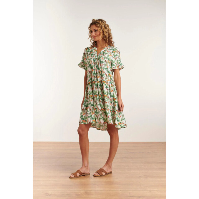 Smashed Lemon 23104 vrouwen vintage strandbloem jurk met korte mouwen | 23104-000-998 large