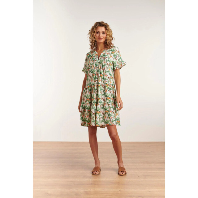 Smashed Lemon 23104 vrouwen vintage strandbloem jurk met korte mouwen | 23104-000-998 large