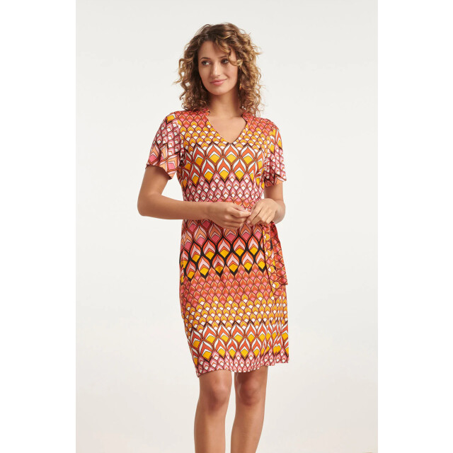 Smashed Lemon 24153 zomerjurk met retro grafische print | 24153-998-XL large Smashed Lemon 24153 zomerjurk met retro grafische print | 24153-998-XL large