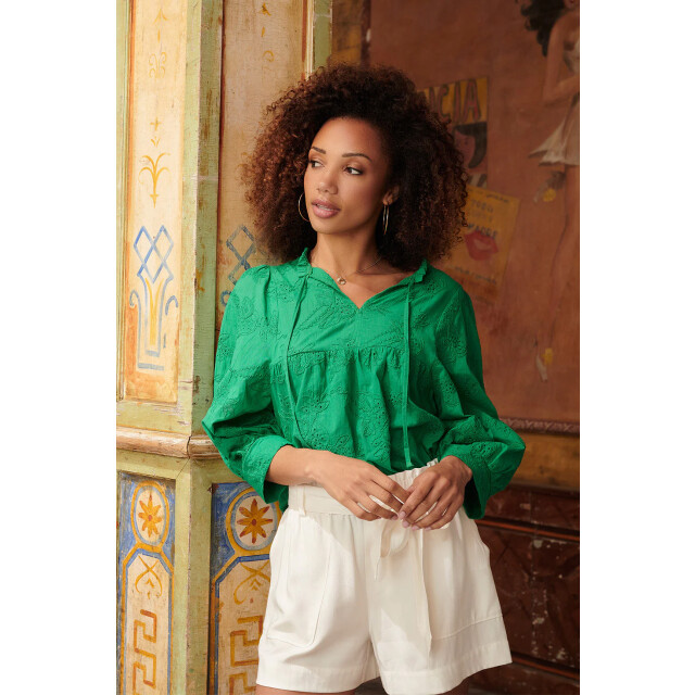 Smashed Lemon 24112 bloemen geborduurde top emerald | 8720331243366 large