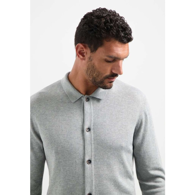 No Excess Pullover full button polo grey melange 29210726-102 large