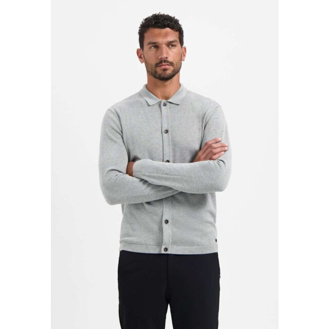 No Excess Pullover full button polo grey melange 29210726-102 large