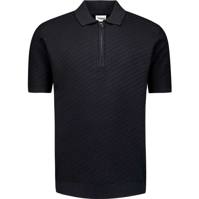 No Excess Pullover short sleeve polo zip soli black 29240815-020 large