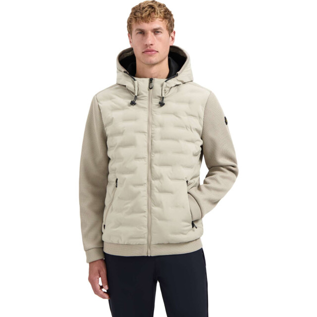 No Excess Jacket short fit sealed hooded knit stone 29630819SN-014 large