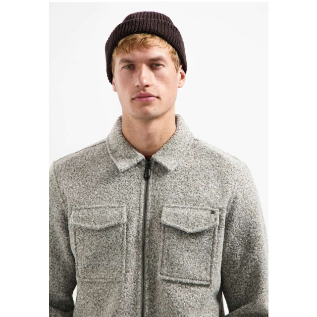 No Excess Overshirt zipper wool look grey melange 29510818SN-102 large