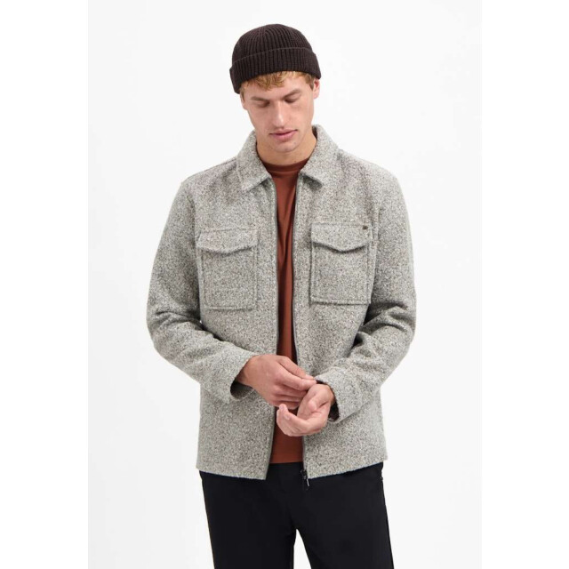 No Excess Overshirt zipper wool look grey melange 29510818SN-102 large