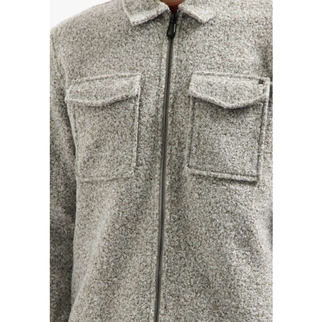 No Excess Overshirt zipper wool look grey melange 29510818SN-102 large