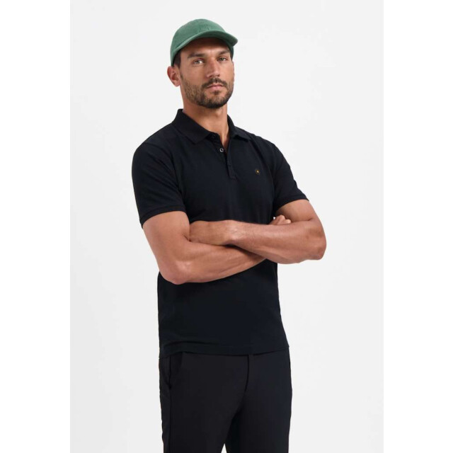 No Excess Polo pique garment dyed black N3801-020 large