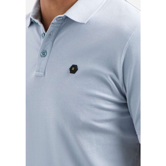 No Excess Polo pique garment dyed dusty blue N3801-138 large