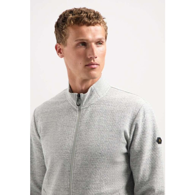 No Excess Sweater full zip stand up-collar re grey melange 29100815-102 large