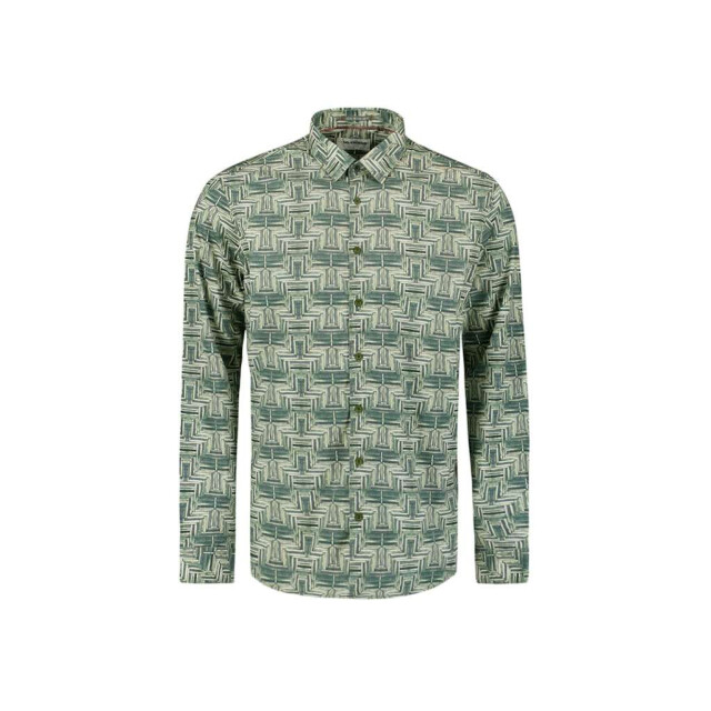 No Excess Shirt stretch allover printed dark green 29450701-052 large