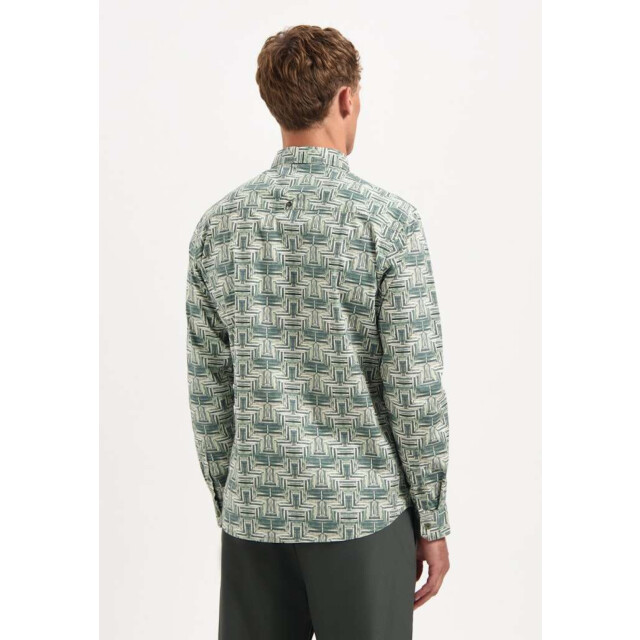 No Excess Shirt stretch allover printed dark green 29450701-052 large