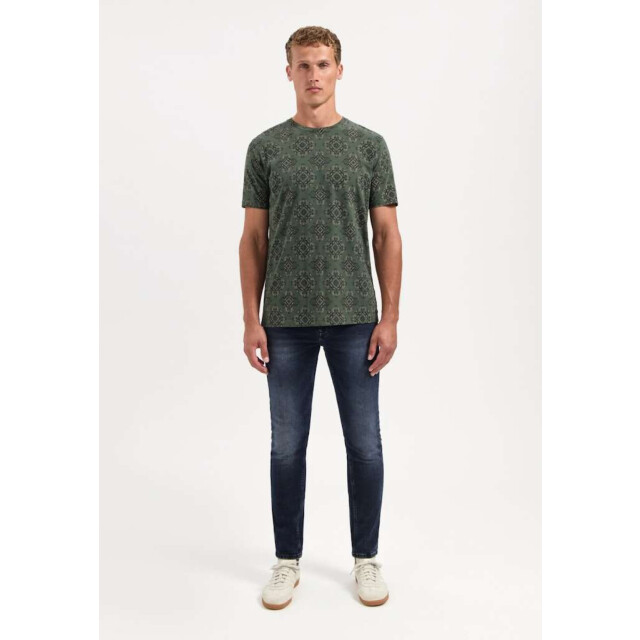 No Excess T-shirt crewneck allover printed ga dark green 29350709-052 large
