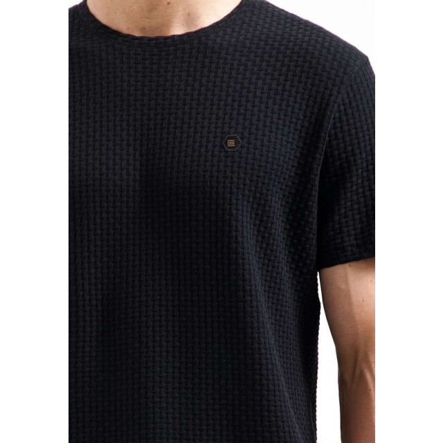 No Excess T-shirt crewneck relief jacquard bl black 29360791-020 large