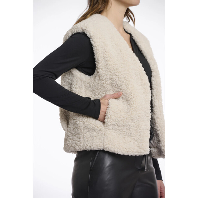 Rino & Pelle Frencie.7002512 rino en pelle cropped teddy waistcoat birch Frencie.7002512 Birch large