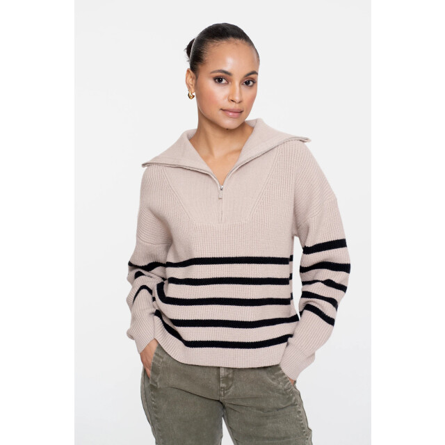 Geisha 54501-10 720 pullover zip striped sand/black 54501-10 720 large