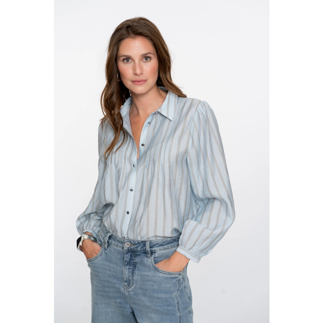 Geisha 53535-14 600 blouse stripes light blue/greige 53535-14 600 large