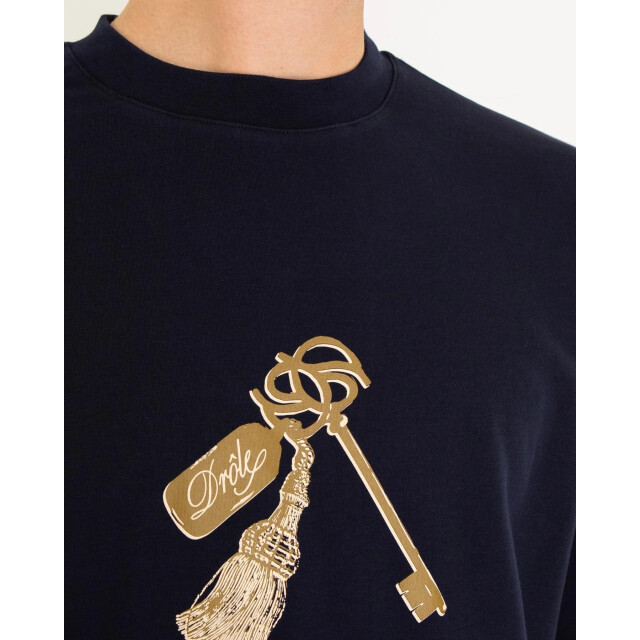 Drole De Monsieur Heren le grand hôtel t-shirt H-TS261-CO002-Navy large