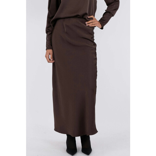 Neo Noir vicky heavy sateen skirt 159588 676 dark brown 06415.870.0002 large
