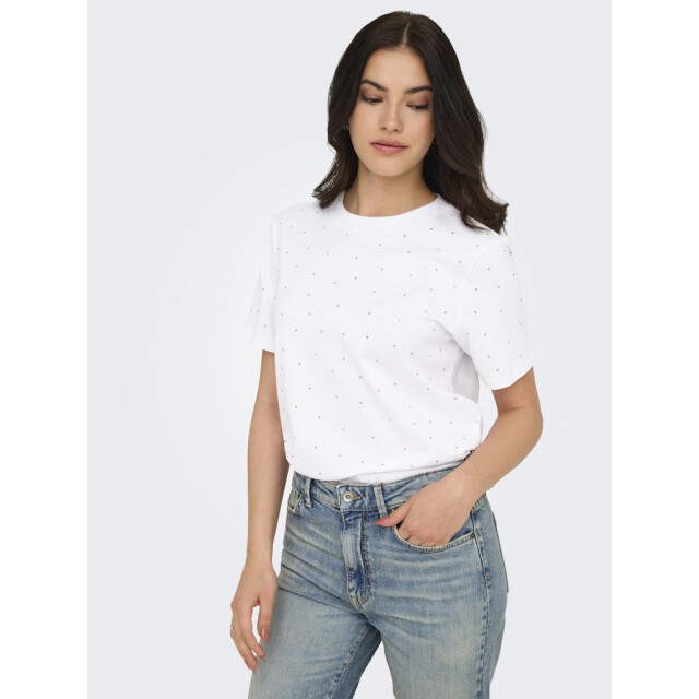 Only onlmonja s/s studs tee jrs 15340939 white 06011.100.0242 large