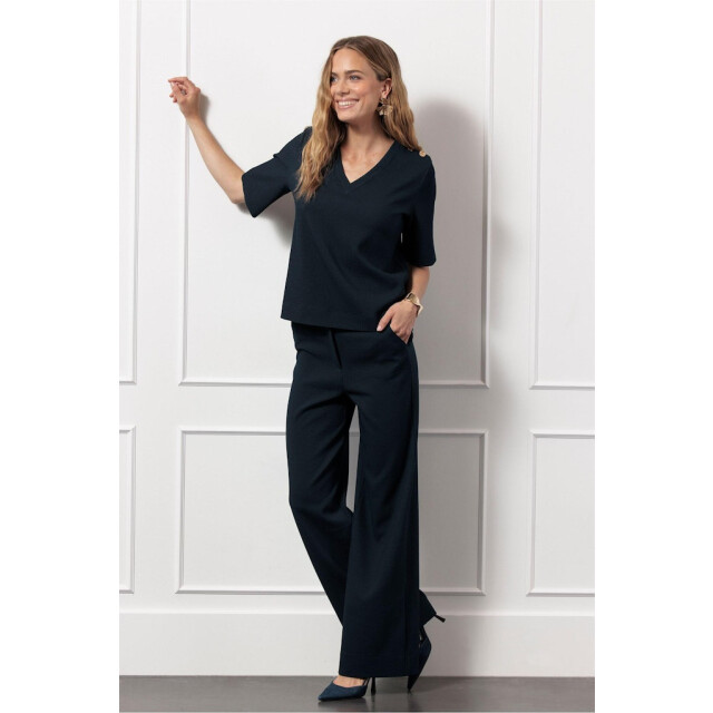 Studio Anneloes lexie waffle trousers 13074 6900 dark blue 06541.270.0029 large