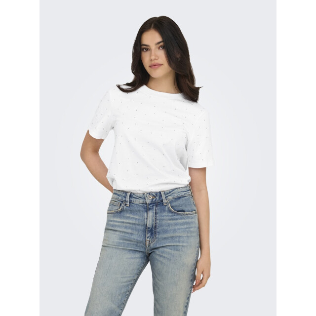 Only onlmonja s/s studs tee jrs 15340939 white 06011.100.0242 large
