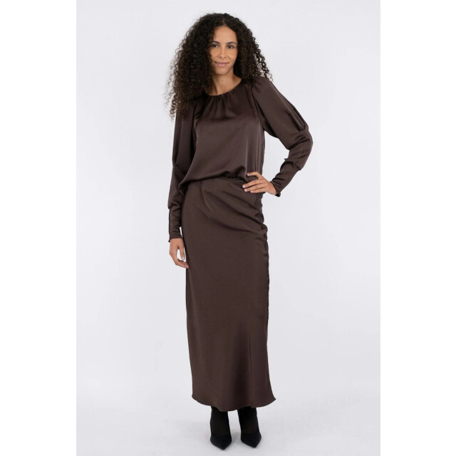Neo Noir vicky heavy sateen skirt 159588 676 dark brown 06415.870.0002 large