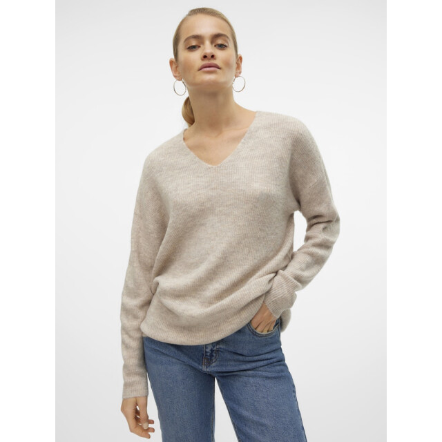 Vero Moda Vmcrewlefile ls v-neck blouse noos beige 4219.05.0004 large Vero Moda Vmcrewlefile ls v-neck blouse noos beige 4219.05.0004 large