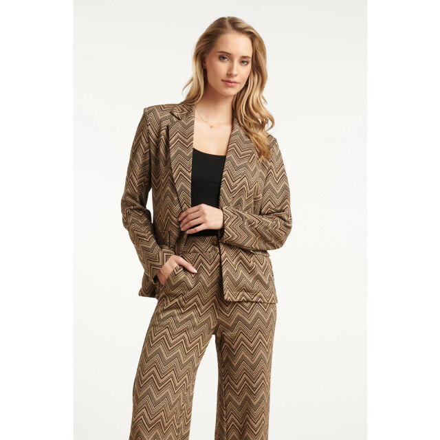 Smashed Lemon Zand en gouden blazer met zigzagprint | 25716-720-025 large
