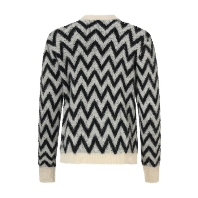 Smashed Lemon Zwart, grijs en offwhite gebreide top met zigzagprint | 8720331392255 large