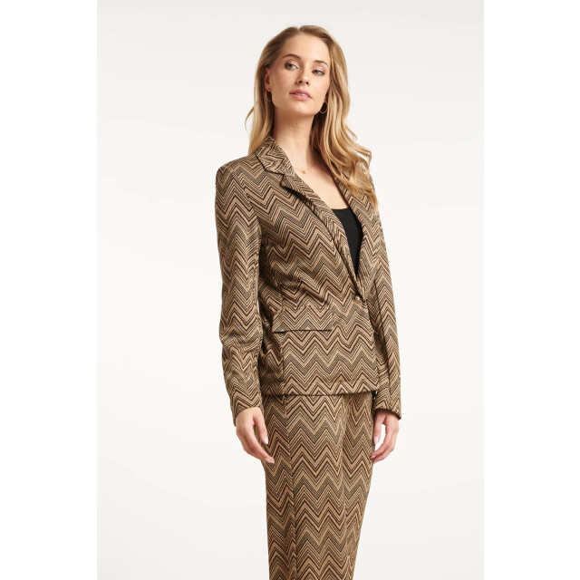 Smashed Lemon Zand en gouden blazer met zigzagprint | 25716-720-025 large