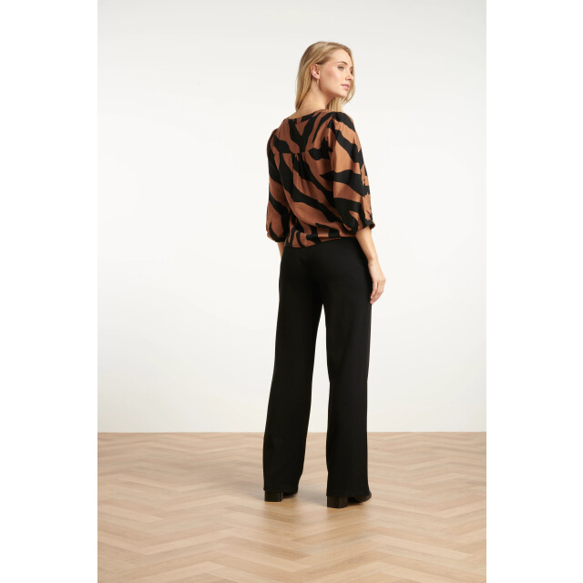 Smashed Lemon Bruin en zwart dierenprint top met v-hals | 8720331375203 large