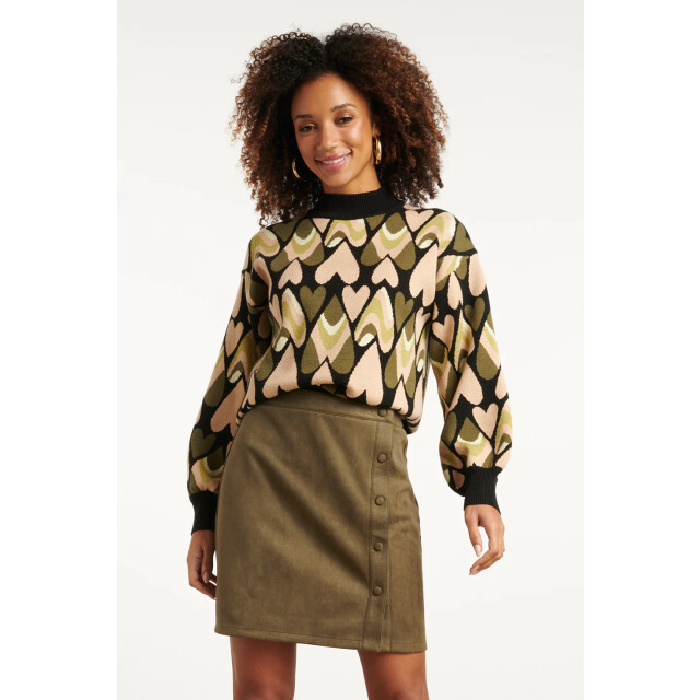 Smashed Lemon Gebreide haartjes knit top in zwart en army | 8720331372073 large