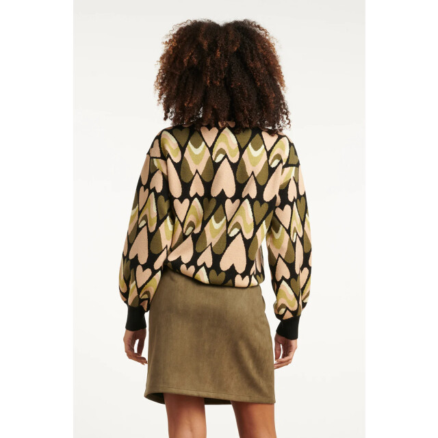 Smashed Lemon Gebreide haartjes knit top in zwart en army | 8720331372073 large