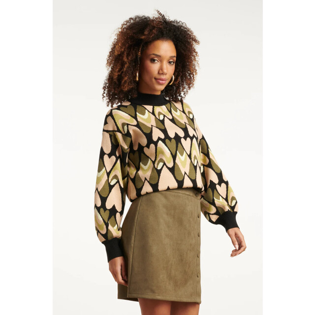 Smashed Lemon Gebreide haartjes knit top in zwart en army | 8720331372073 large