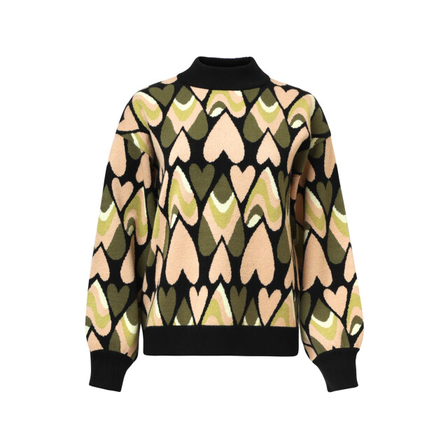 Smashed Lemon Gebreide haartjes knit top in zwart en army | 8720331372073 large