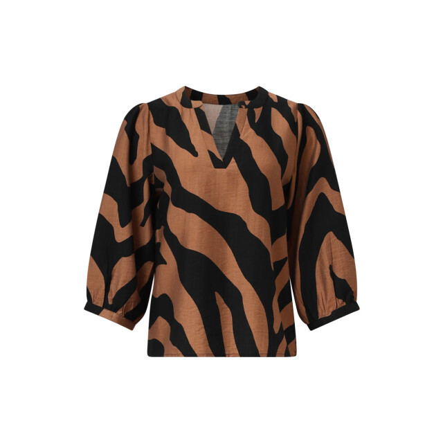 Smashed Lemon Bruin en zwart dierenprint top met v-hals | 8720331375203 large