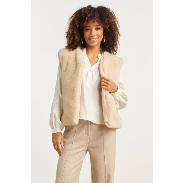 Smashed Lemon Imitatiebont gilet in zand | 25556-720-4XL large Smashed Lemon Imitatiebont gilet in zand | 25556-720-4XL large