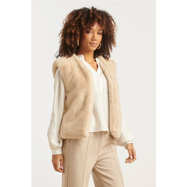 Smashed Lemon Imitatiebont gilet in zand | 25556-720-4XL large Smashed Lemon Imitatiebont gilet in zand | 25556-720-4XL large