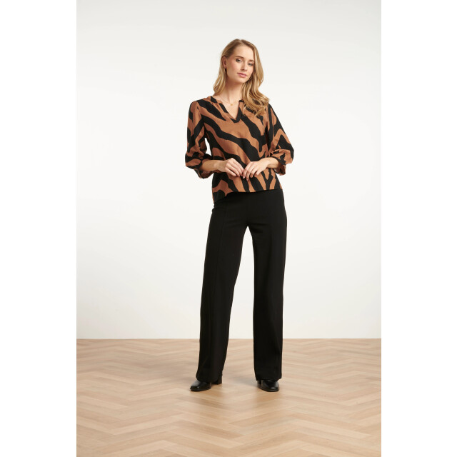 Smashed Lemon Bruin en zwart dierenprint top met v-hals | 8720331375203 large