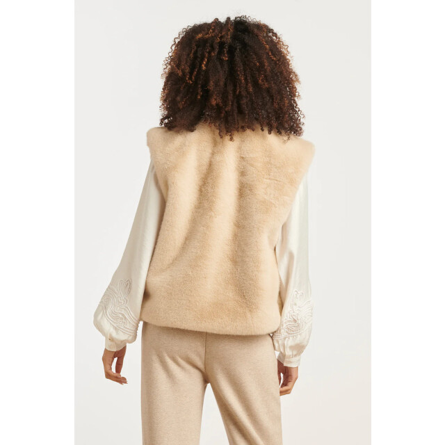 Smashed Lemon Imitatiebont gilet in zand | 25556-720-4XL large Smashed Lemon Imitatiebont gilet in zand | 25556-720-4XL large