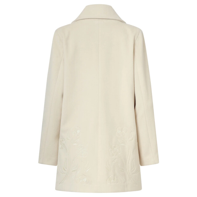 Smashed Lemon Korte double breasted jas met bloemenborduursel in off-white | 8720331373537 large