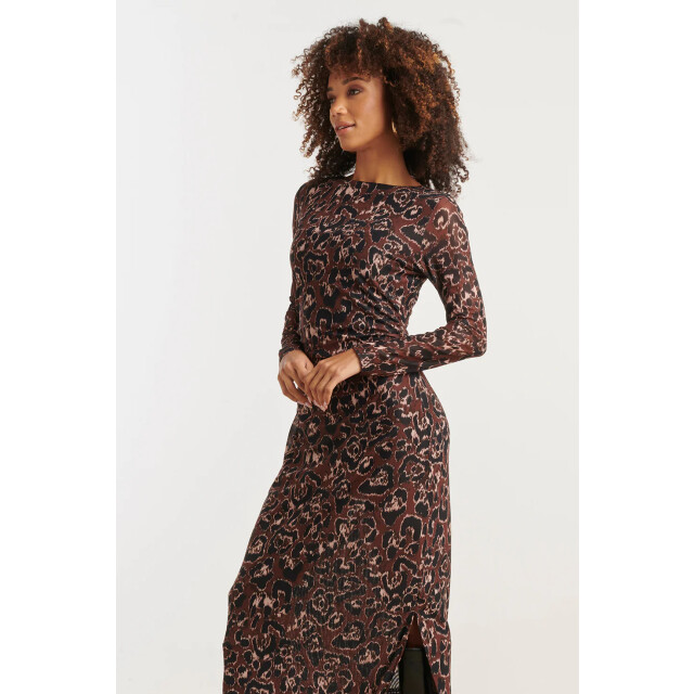 Smashed Lemon Mesh midi jurk met cheetahprint in bruin en zwart | 25564-775-999 large Smashed Lemon Mesh midi jurk met cheetahprint in bruin en zwart | 25564-775-999 large