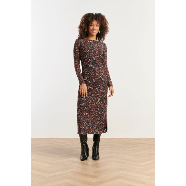Smashed Lemon Mesh midi jurk met cheetahprint in bruin en zwart | 25564-775-999 large Smashed Lemon Mesh midi jurk met cheetahprint in bruin en zwart | 25564-775-999 large