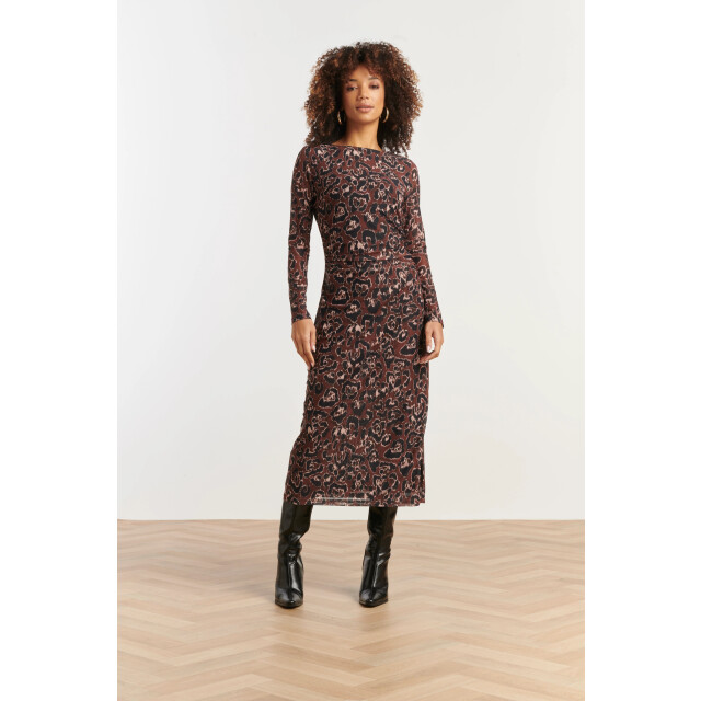 Smashed Lemon Mesh midi jurk met cheetahprint in bruin en zwart | 25564-775-999 large Smashed Lemon Mesh midi jurk met cheetahprint in bruin en zwart | 25564-775-999 large