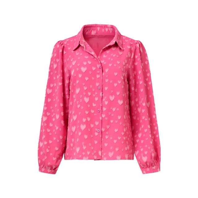 Smashed Lemon Damesblouse met hartjesmotief lange pofmouwen | 8720331381891 large