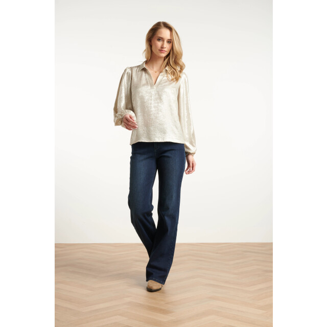 Smashed Lemon Damesglanzende top met trendy losvallende p... | 8720331383680 large