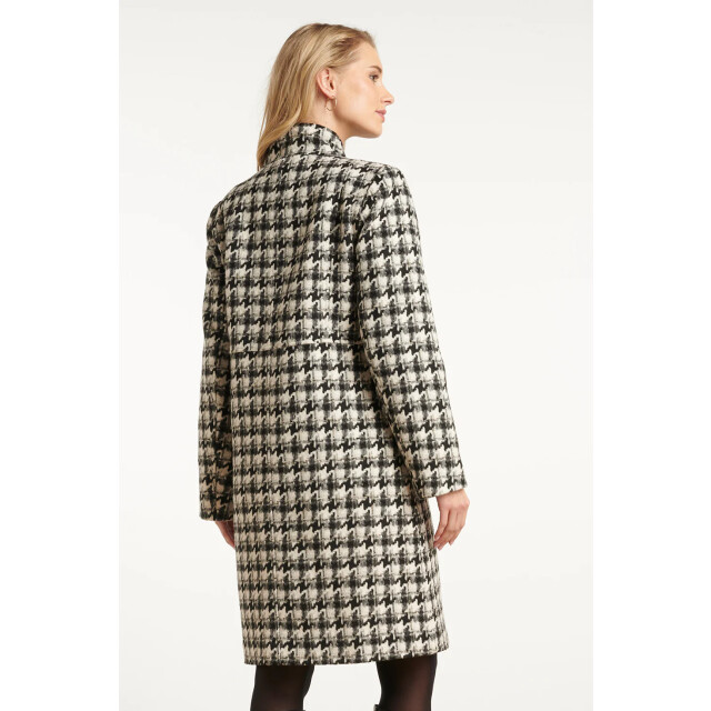 Smashed Lemon Houndstooth jas met hoge hals in zwart en off-white | 8720331373599 large